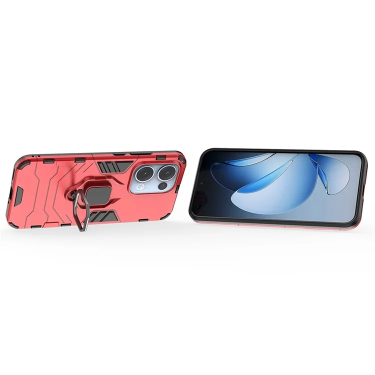 Custodia per Oppo Reno13 5G (versione globale) in PC + TPU con protezione e supporto ad anello - Rosso