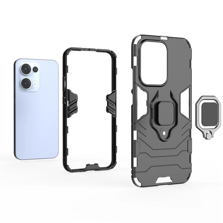 Custodia per Oppo Reno13 5G (versione globale) in PC + TPU con protezione e supporto ad anello - Rosso