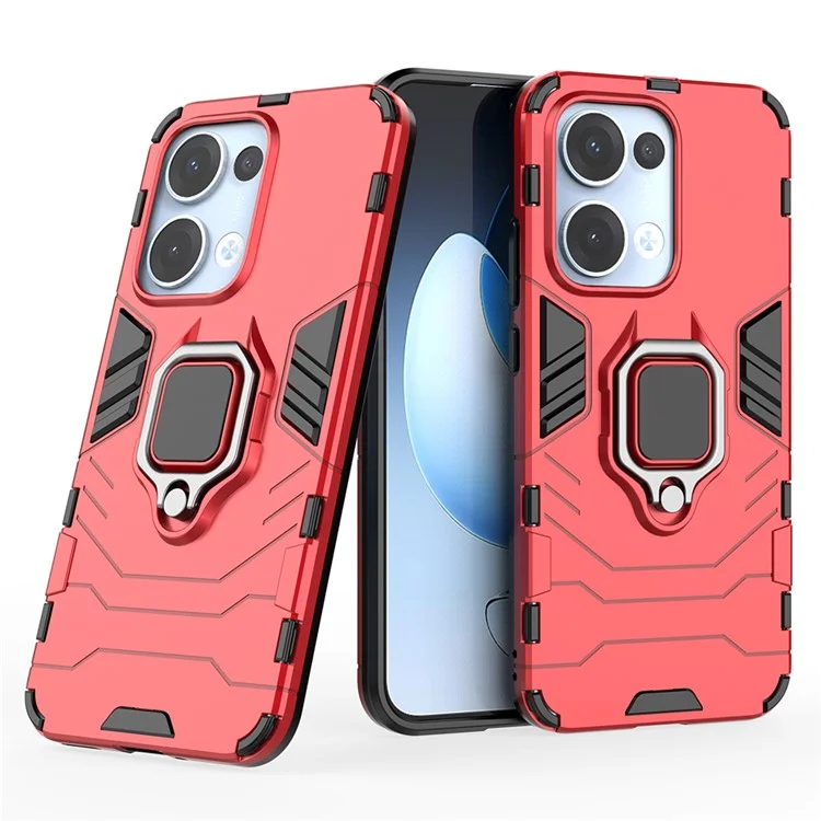Custodia per Oppo Reno13 5G (versione globale) in PC + TPU con protezione e supporto ad anello - Rosso