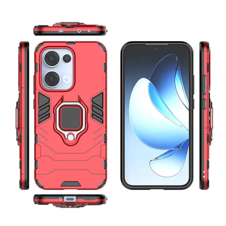Custodia per Oppo Reno13 5G (versione globale) in PC + TPU con protezione e supporto ad anello - Rosso