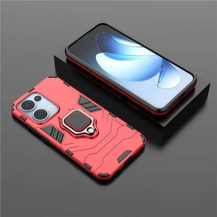 Custodia per Oppo Reno13 5G (versione globale) in PC + TPU con protezione e supporto ad anello - Rosso