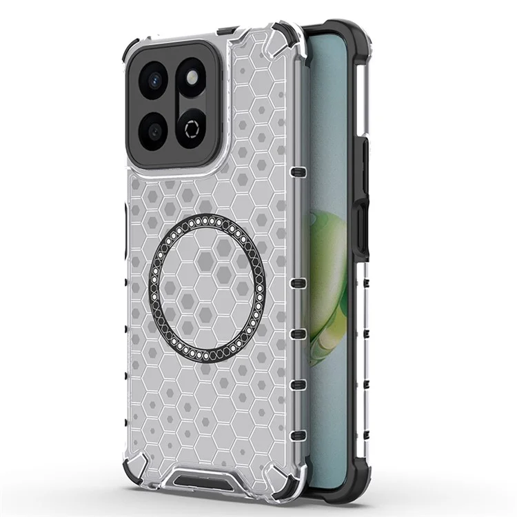 Custodia For Honor Play 60 Plus 5G compatibile con MagSafe, design a nido d'ape in TPU + PC - Trasparente