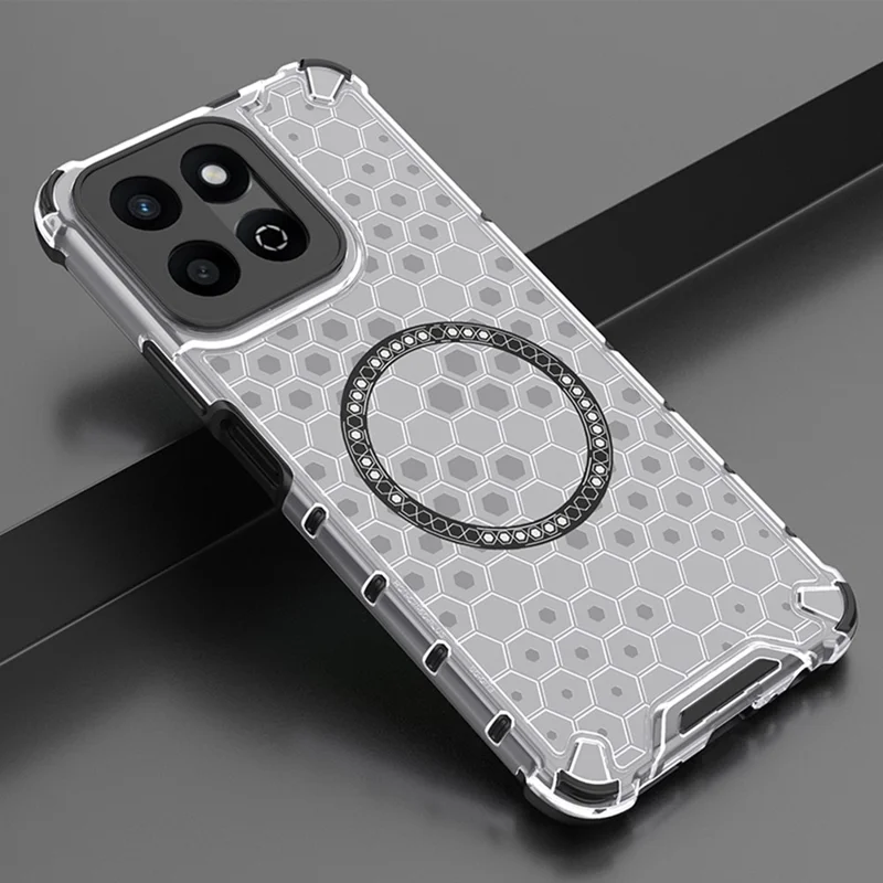 Custodia For Honor Play 60 Plus 5G compatibile con MagSafe, design a nido d'ape in TPU + PC - Trasparente