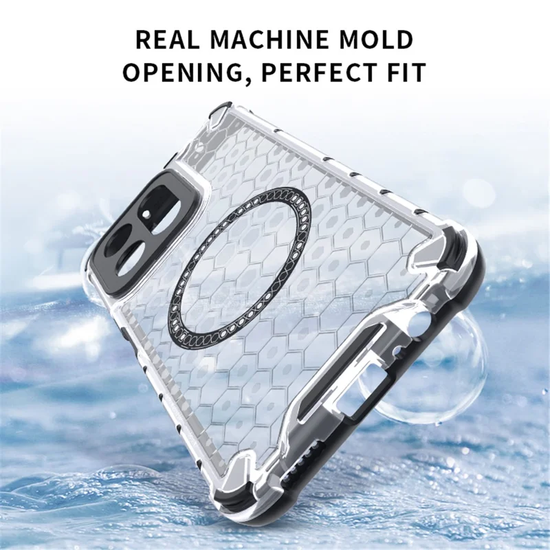 For Honor Play 60 Plus 5G Magnetic Case Honeycomb Design TPU + PC Phone Cover - Blue