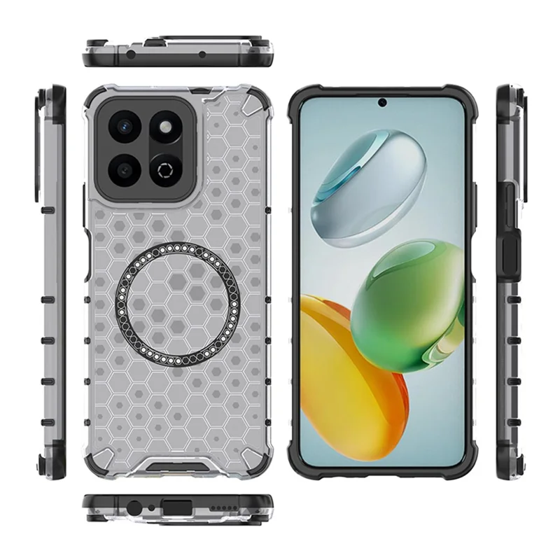 For Honor Play 60 Plus 5G Magnetic Case Honeycomb Design TPU + PC Phone Cover - Blue