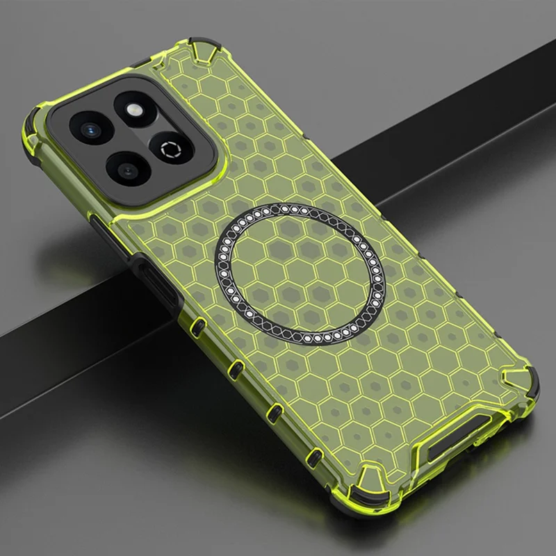 For Honor Play 60 Plus 5G Magnetic Case Honeycomb Design TPU + PC Phone Cover - Green