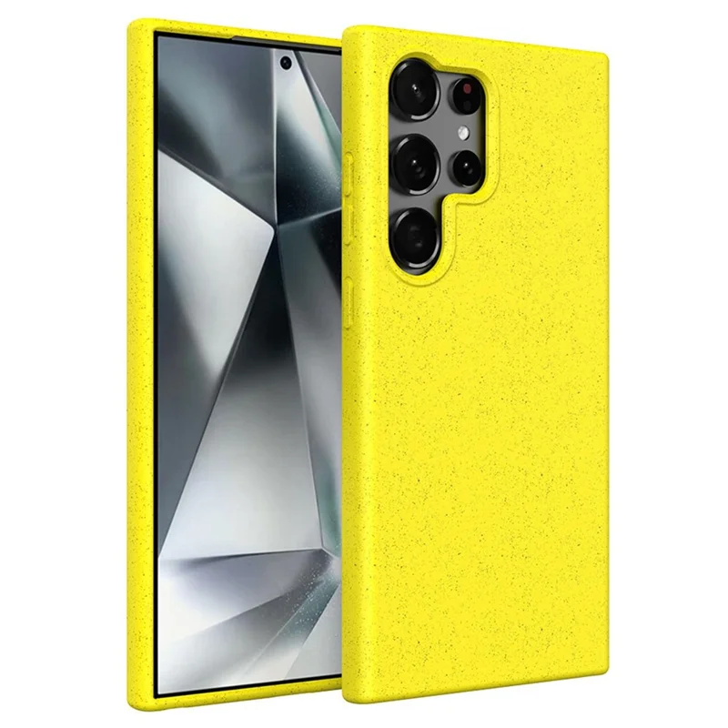 For Samsung Galaxy S25 Ultra Case Biodegradable Wheat Straw + TPU Matte Phone Cover - Yellow