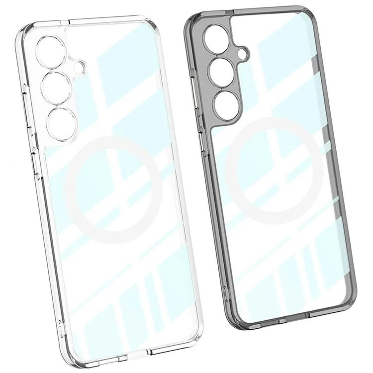 Capa para Samsung Galaxy S25 compatível com MagSafe, de TPU+PC, com tampa traseira transparente - Preto transparente