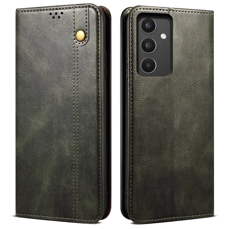 Funda para Samsung Galaxy A13 4G/5G, textura de caballo loco, cuero ceroso, soporte tipo billetera - Verde