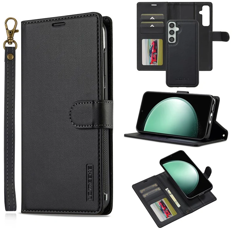 Capa LC.IMEEKE L2 Series para Samsung Galaxy A36 5G, de couro PU, carteira com tampa de telefone magnética destacável - Preta