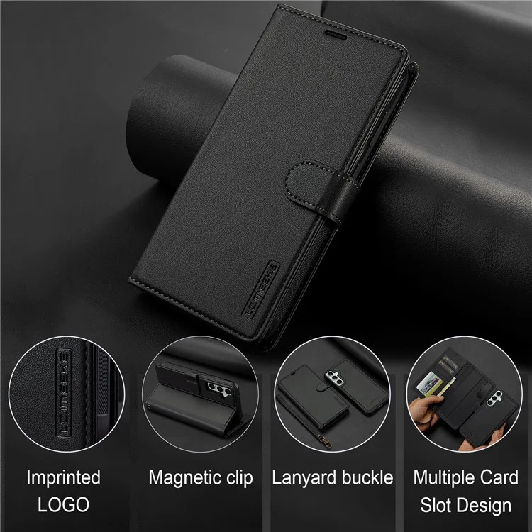 Capa LC.IMEEKE L2 Series para Samsung Galaxy A36 5G, de couro PU, carteira com tampa de telefone magnética destacável - Preta