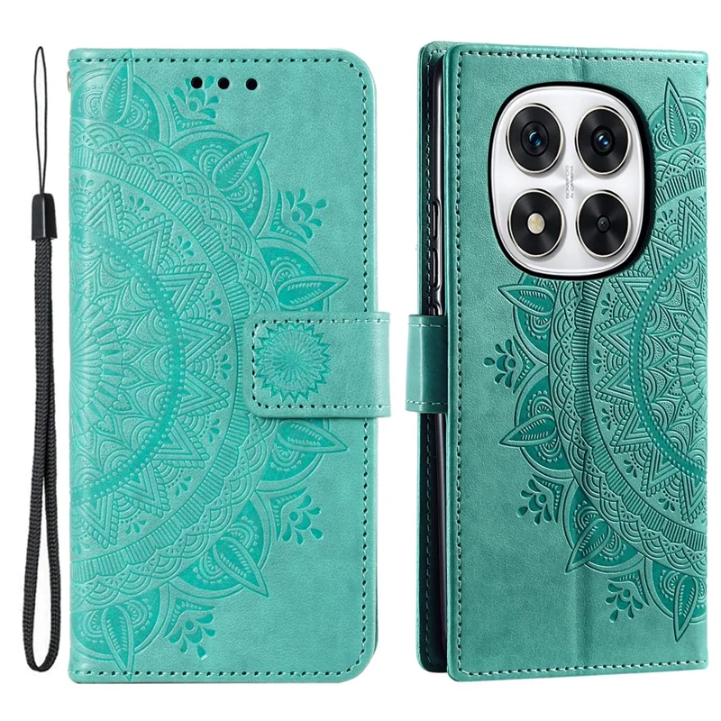 Stand Case for Xiaomi Redmi Note Note 14 Pro+ 5G / 14 Pro 5G / Poco X7 5G Imprinted Totem PU Leather Wallet Phone Cover - Green