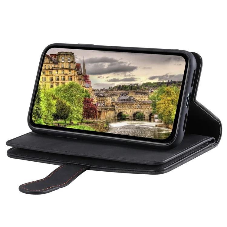 Capa de telefone para Xiaomi Redmi Note 14 Pro 5G / 14 Pro+ 5G Capa de couro com zíper carteira 9 slots para cartões - Preto