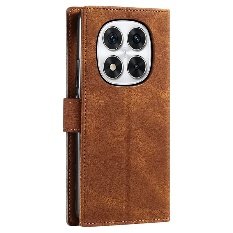 Leren hoesje voor Xiaomi Redmi Note 14 Pro+ 5G / 14 Pro 5G / Poco X7 5G Portemonnee telefoonhoesje met inlegsteek - Bruin