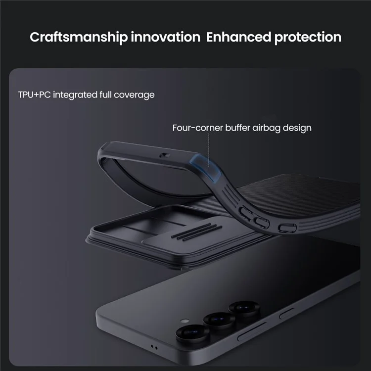 ЧЕХОЛ NILLKIN CAMSHIELD PRO SERIES ДЛЯ SAMSUNG GALAXY S25, ПЛАСТИКОВЫЙ + ТПУ, СЪЕМНАЯ КРЫШКА КАМЕРЫ - ЧЕРНЫЙ