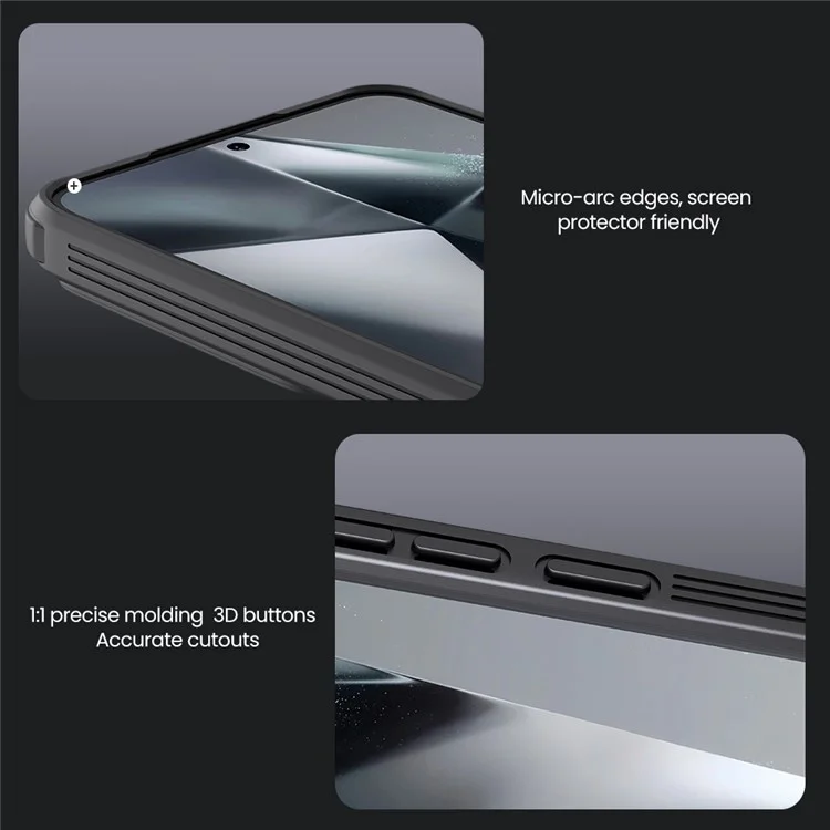 ЧЕХОЛ NILLKIN CAMSHIELD PRO SERIES ДЛЯ SAMSUNG GALAXY S25, ПЛАСТИКОВЫЙ + ТПУ, СЪЕМНАЯ КРЫШКА КАМЕРЫ - ЧЕРНЫЙ
