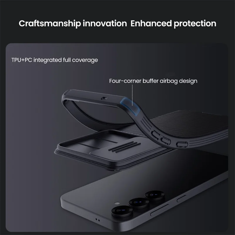 NILLKIN Camshield Pro Series for Samsung Galaxy S25+ Case PC + TPU Slide Camera Lid Phone Cover - Green