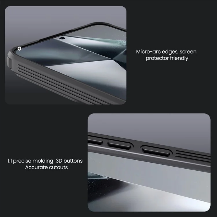 NILLKIN Camshield Pro para Capa Samsung Galaxy S25+ Compatível com MagSafe TPU + Capa de Telefone PC com Slider de Câmera - Preto