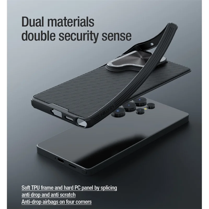 NILLKIN Camshield Prop Magnetic Series for Samsung Galaxy S25 Ultra Case Compatible with MagSafe PC + TPU Phone Cover with Camera Cover - Black