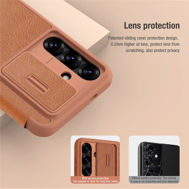 NILLKIN Qin Pro Series per Samsung Galaxy S25 Custodia con slot per schede Custodia in pelle per telefono - Marrone