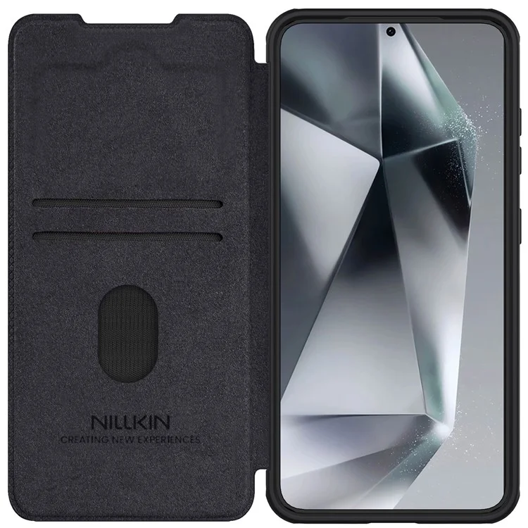 ЧЕХОЛ NILLKIN Qin Pro Series для Samsung Galaxy S25 с отделениями для карт, кожаная крышка для телефона - черный