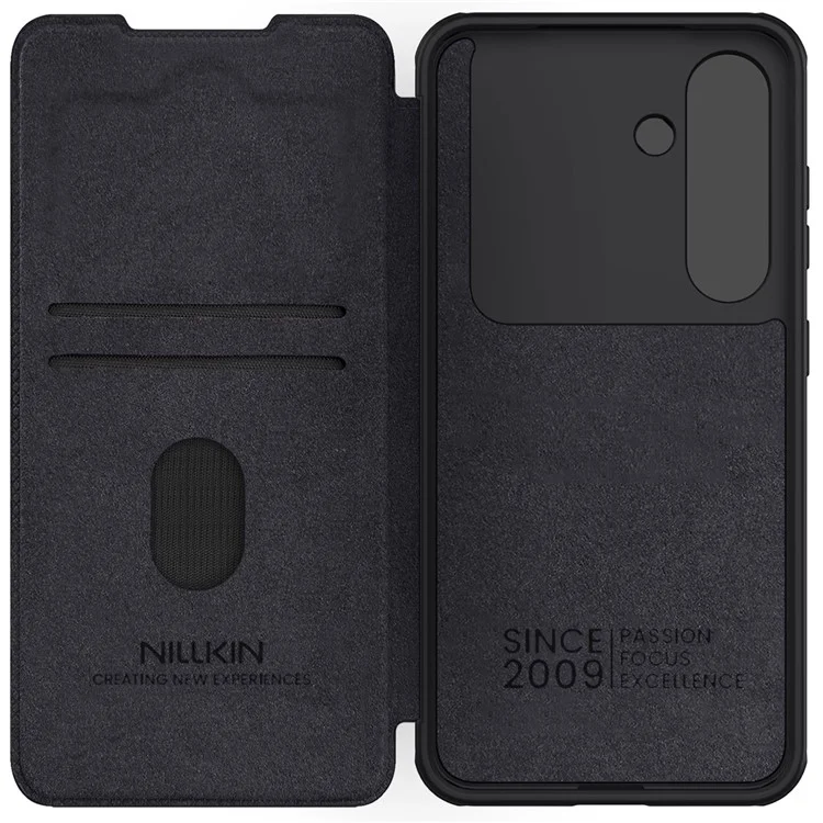 ЧЕХОЛ NILLKIN Qin Pro Series для Samsung Galaxy S25 с отделениями для карт, кожаная крышка для телефона - черный