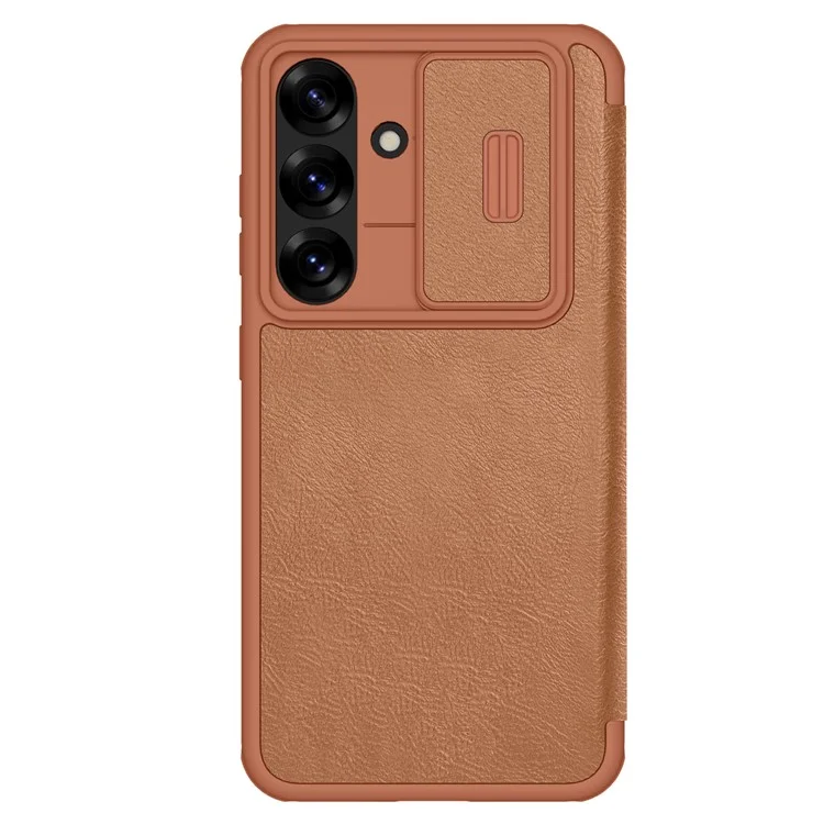NILLKIN Qin Pro Series для чехла Samsung Galaxy S25+ с отделениями для карт Кожаный чехол для телефона - Коричневый