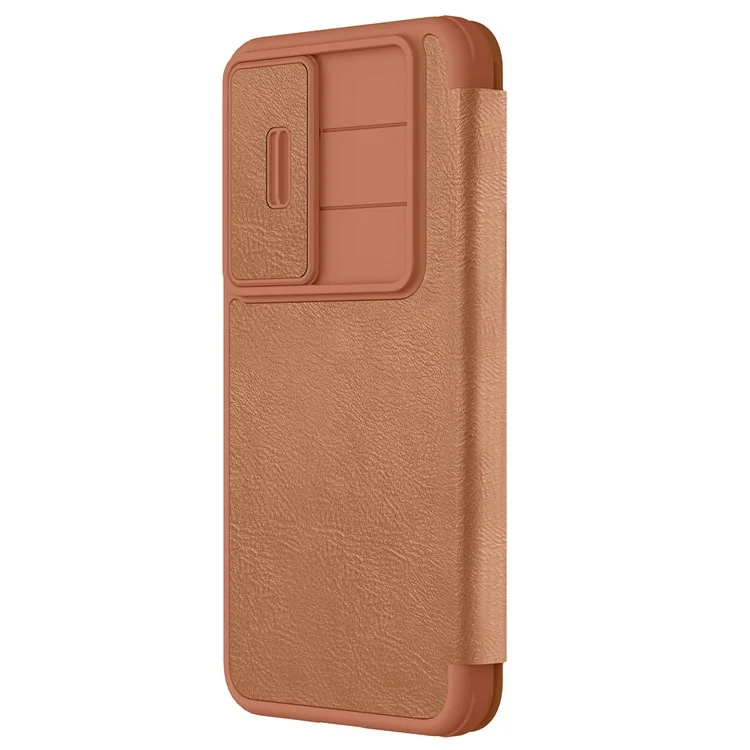 NILLKIN Qin Pro Series для чехла Samsung Galaxy S25+ с отделениями для карт Кожаный чехол для телефона - Коричневый