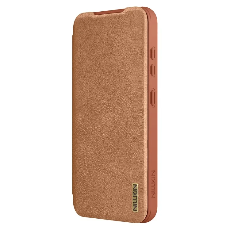 NILLKIN Qin Pro Series для чехла Samsung Galaxy S25+ с отделениями для карт Кожаный чехол для телефона - Коричневый