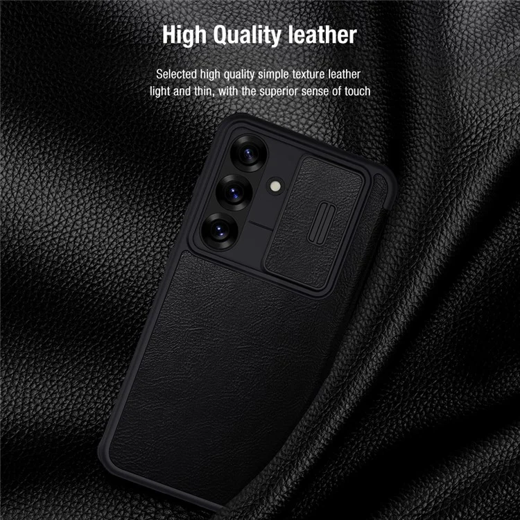 NILLKIN Qin Pro Series для чехла Samsung Galaxy S25+ с отделениями для карт Кожаный чехол для телефона - Коричневый