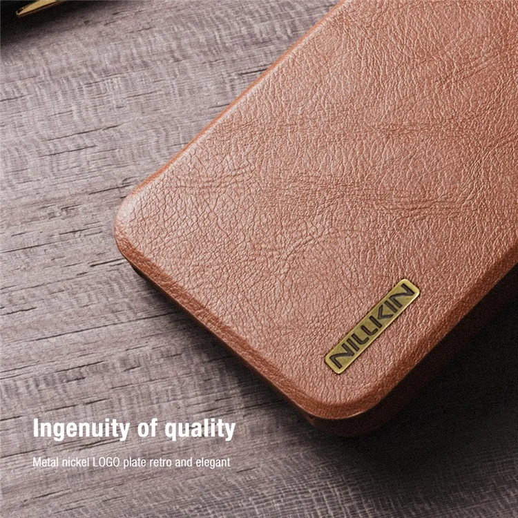 NILLKIN Qin Pro Series for Samsung Galaxy S25 Ultra Case with Card Slots Leather Phone Cover - Brown