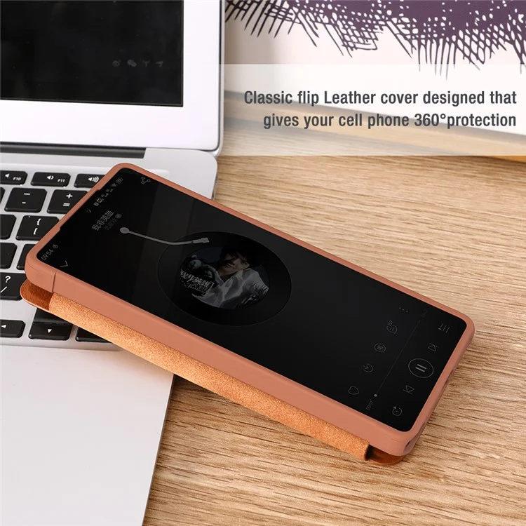 NILLKIN Qin Pro Series for Samsung Galaxy S25 Ultra Case with Card Slots Leather Phone Cover - Brown