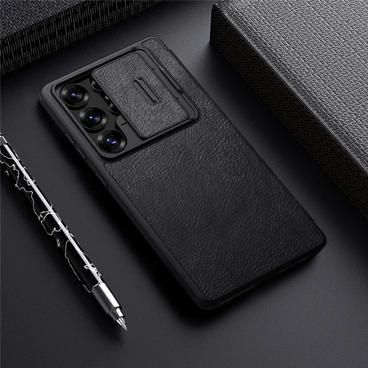 NILLKIN Qin Pro Series for Samsung Galaxy S25 Ultra Case with Card Slots Leather Phone Cover - Brown