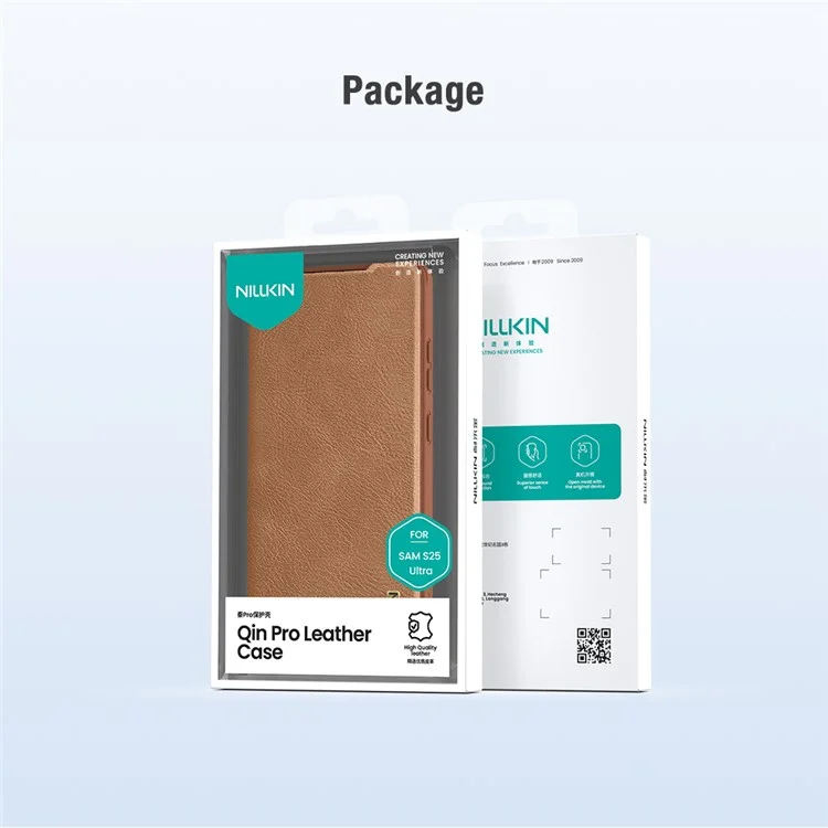 NILLKIN Qin Pro Series for Samsung Galaxy S25 Ultra Case with Card Slots Leather Phone Cover - Brown