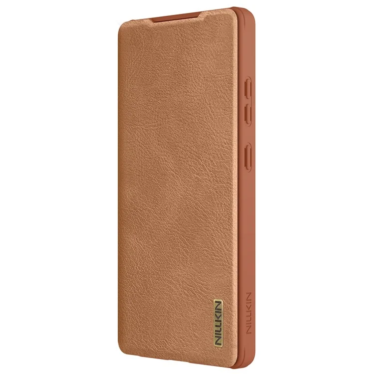 NILLKIN Qin Pro Series for Samsung Galaxy S25 Ultra Case with Card Slots Leather Phone Cover - Brown