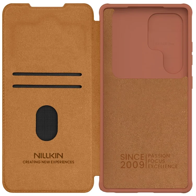 NILLKIN Qin Pro Series for Samsung Galaxy S25 Ultra Case with Card Slots Leather Phone Cover - Brown