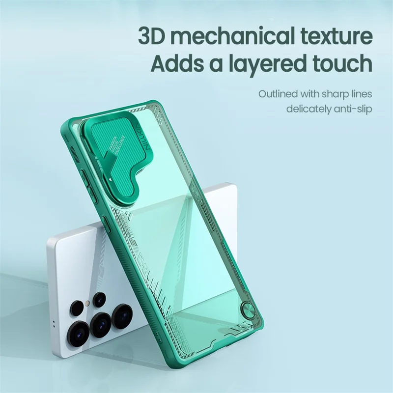 NILLKIN Iceblade Prop For Samsung Galaxy S25 Ultra Case Lens Cover Kickstand PC + TPU Phone Cover - Green