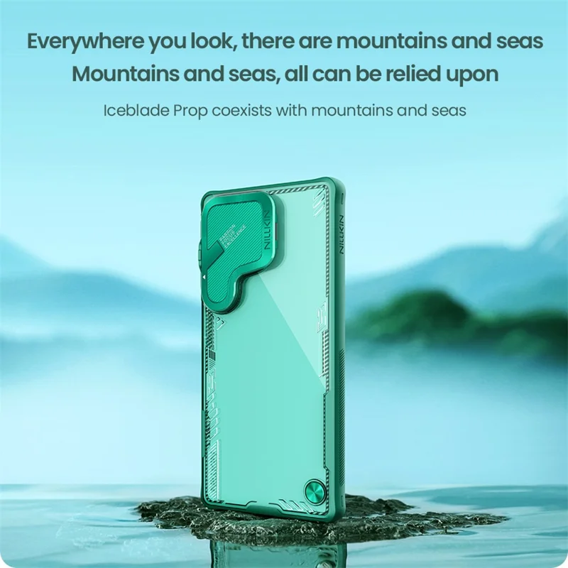 NILLKIN Iceblade Prop For Samsung Galaxy S25 Ultra Case Lens Cover Kickstand PC + TPU Phone Cover - Green
