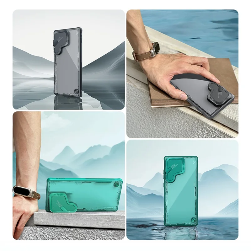 NILLKIN Iceblade Prop For Samsung Galaxy S25 Ultra Case Lens Cover Kickstand PC + TPU Phone Cover - Green