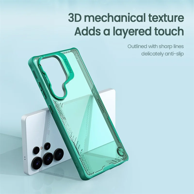 NILLKIN Iceblade Prop For Samsung Galaxy S25 Ultra Case Lens Frame Kickstand PC + TPU Phone Cover - Green