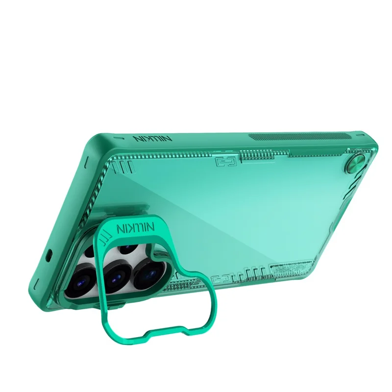 NILLKIN Iceblade Prop For Samsung Galaxy S25 Ultra Case Lens Frame Kickstand PC + TPU Phone Cover - Green