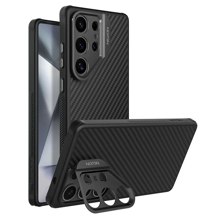 Чехол NILLKIN для Samsung Galaxy S25 Ultra, совместимый с MagSafe, с TPU + арамидным волокном, подставкой и точными вырезами для объектива.
