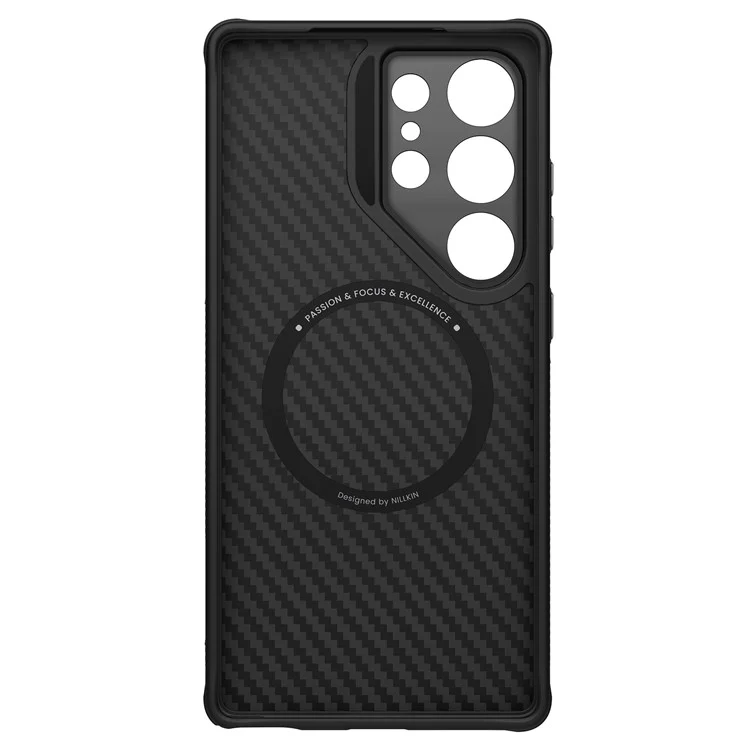 Чехол NILLKIN для Samsung Galaxy S25 Ultra, совместимый с MagSafe, с TPU + арамидным волокном, подставкой и точными вырезами для объектива.