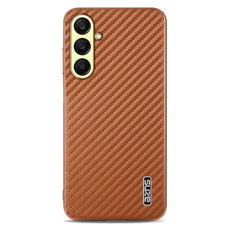 Coque pour Samsung Galaxy A56 5G AZNS, texture en fibre de carbone électroplaquée en PU + TPU - Marron