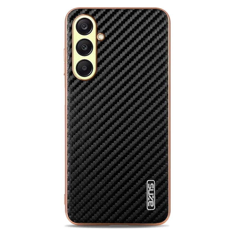 AZNS For Samsung Galaxy A56 5G Case Electroplating Carbon Fiber Texture PU + TPU Phone Cover - Black
