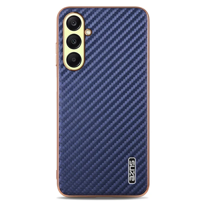 AZNS For Samsung Galaxy A56 5G Case Electroplating Carbon Fiber Texture PU + TPU Phone Cover - Blue