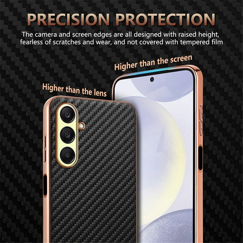 AZNS For Samsung Galaxy A56 5G Case Electroplating Carbon Fiber Texture PU + TPU Phone Cover - Blue