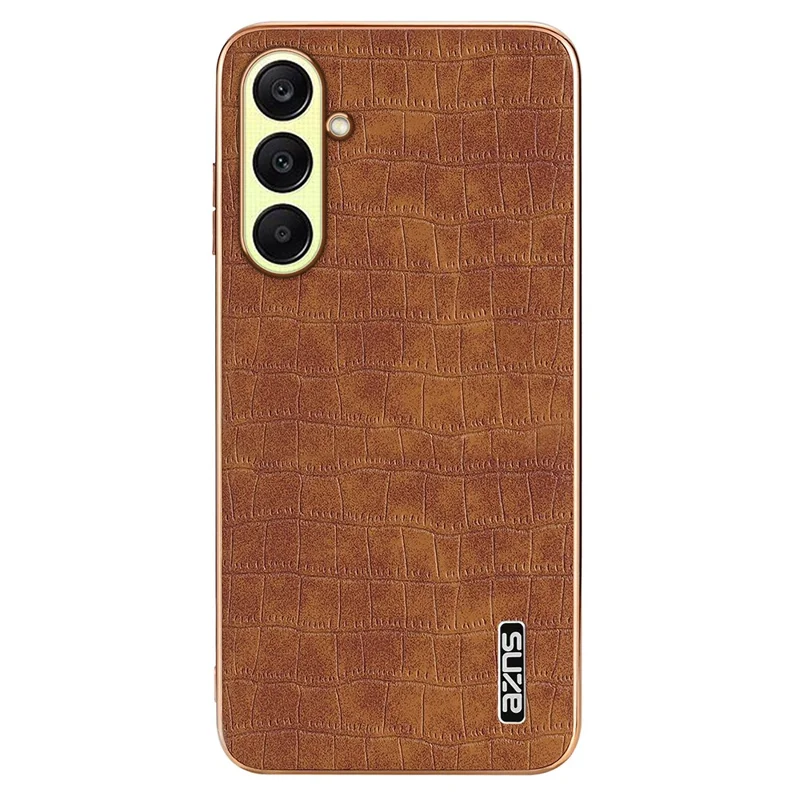 AZNS For Samsung Galaxy A56 5G Case Electroplating Crocodile Texture PU + TPU Phone Cover - Brown
