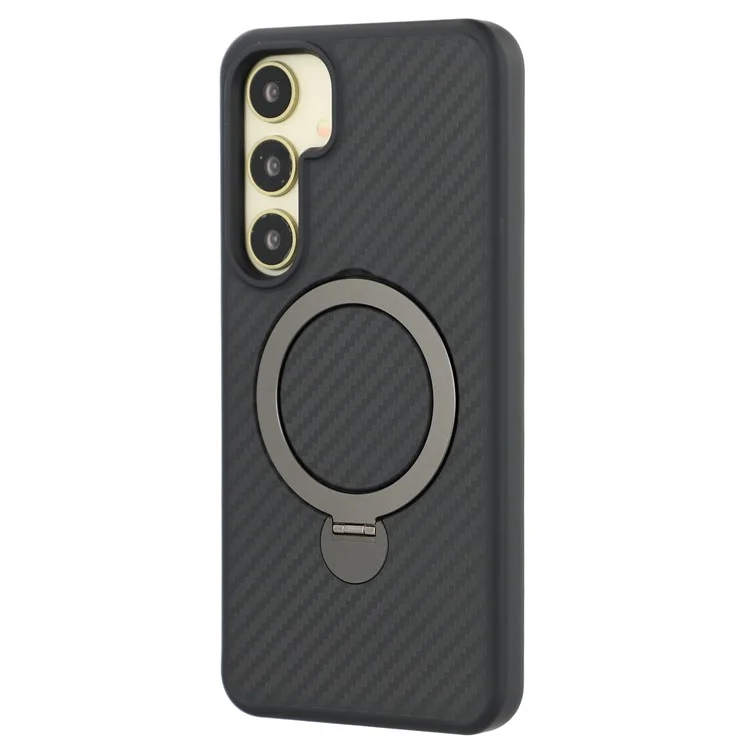 For Samsung Galaxy S24 Case Compatible with MagSafe Kickstand TPU + PC Phone Cover Carbon Fiber Texture