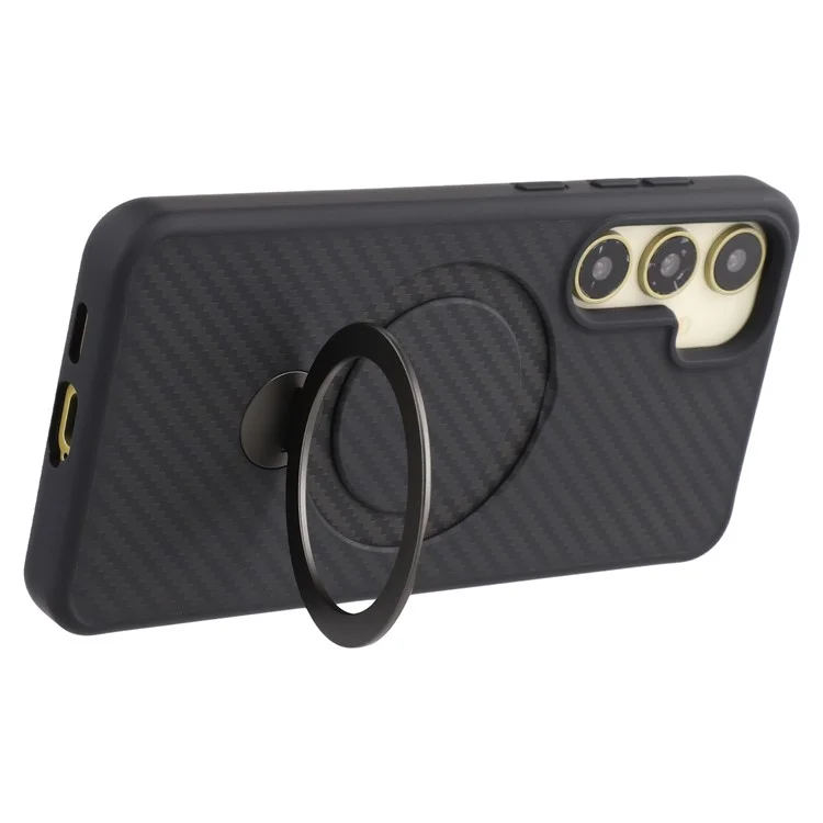 For Samsung Galaxy S24 Case Compatible with MagSafe Kickstand TPU + PC Phone Cover Carbon Fiber Texture